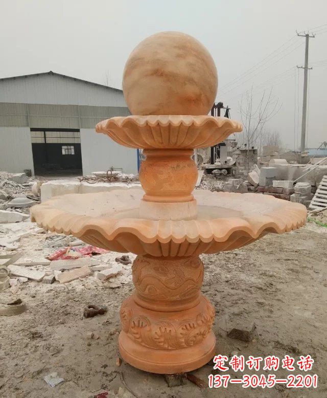 甘肃招财双层风水球石雕