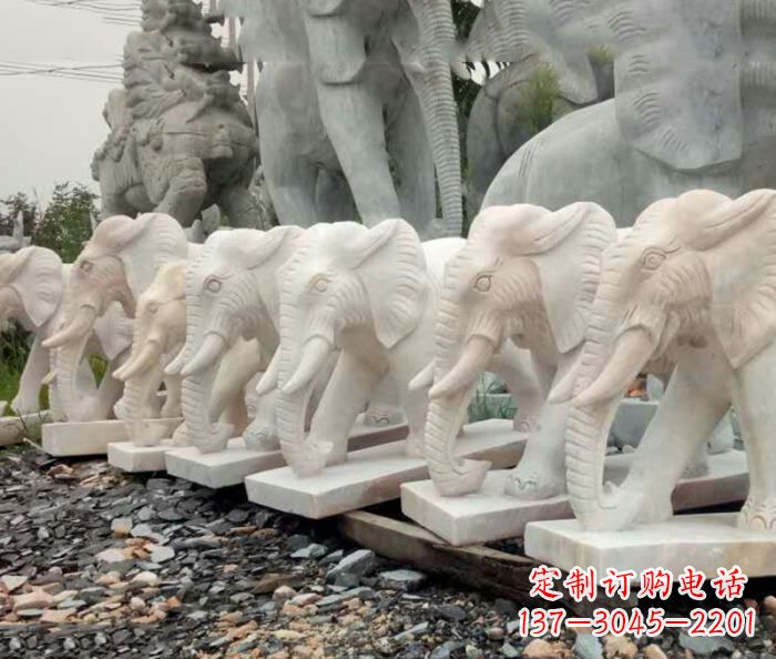 甘肃招财晚霞红大象石雕 (3)