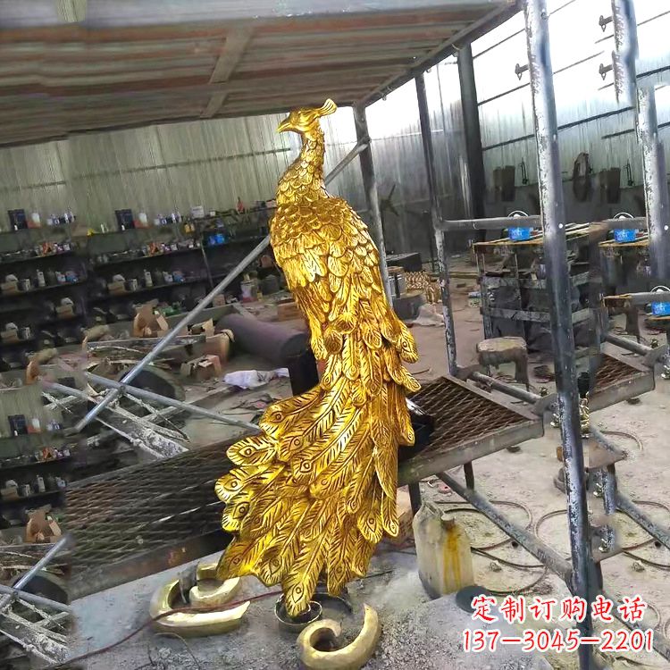甘肃中国古代传说中的瑞鸟凤凰鎏金铜雕