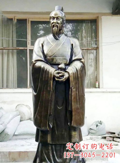 甘肃中国古代名医扁鹊铸铜雕像半身像