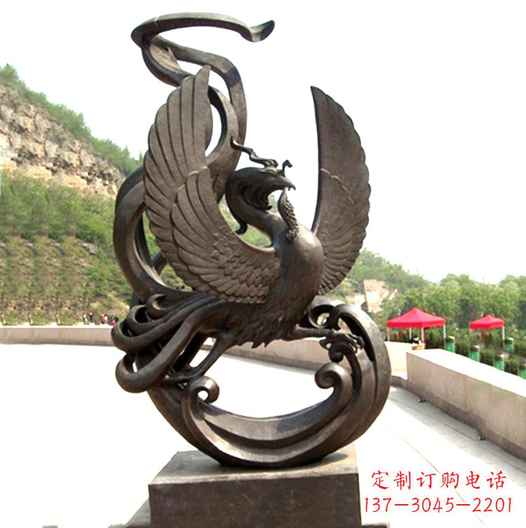 甘肃中国古代神话中的创世神朱雀景观铜雕