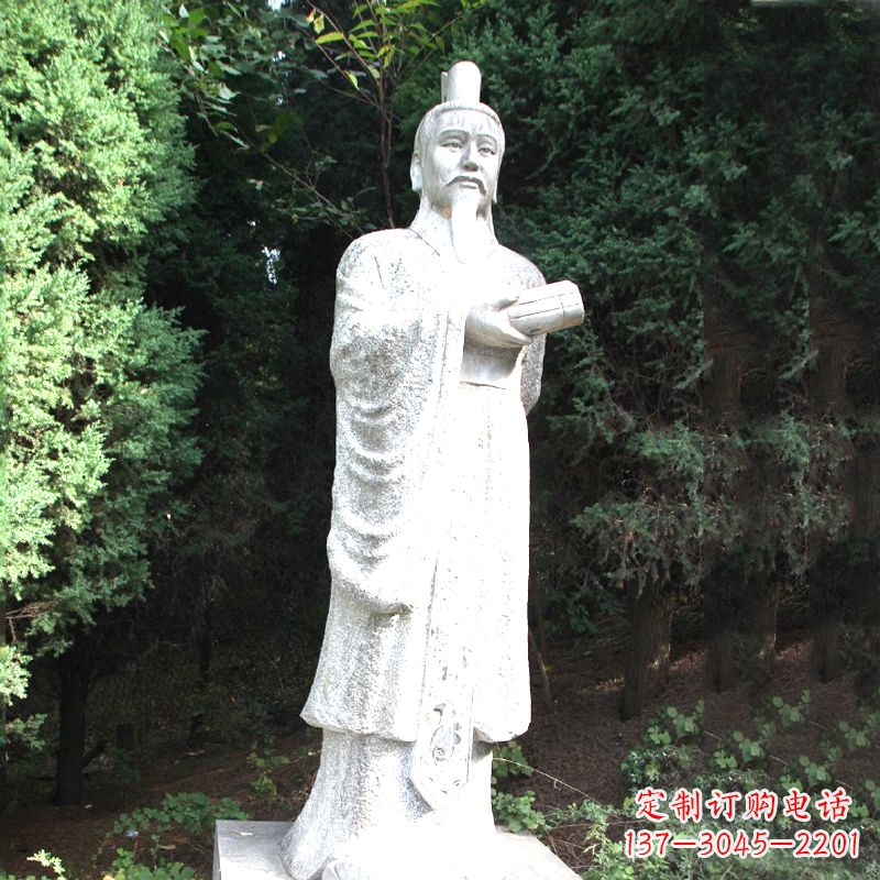 甘肃中国古代著名帝王汉文帝刘恒汉白玉石雕塑像