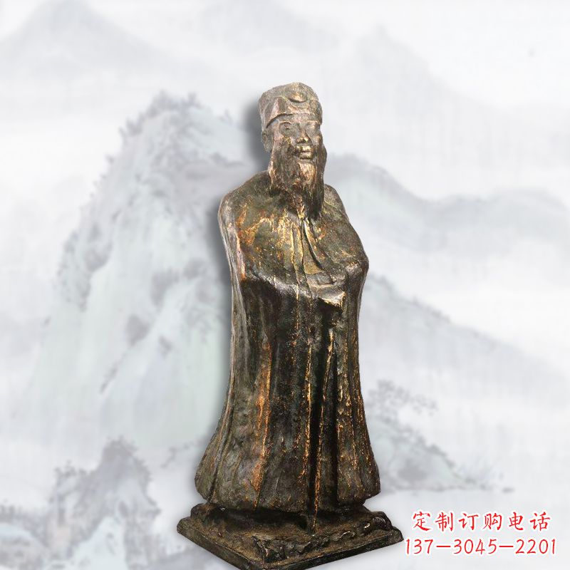 甘肃中国近代著名画家张大千铸铜雕塑