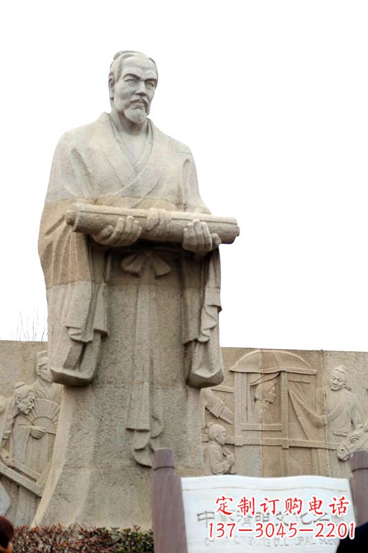 甘肃中国历史名人北宋绘画大师清明上河图画家张择端汉白玉石雕像