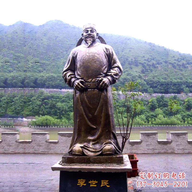 甘肃中国历史名人唐初著名帝王李世民铸铜雕像