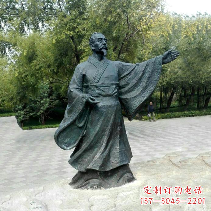 甘肃中国历史名人战国时期儒家学派的代表人物荀子铜雕像