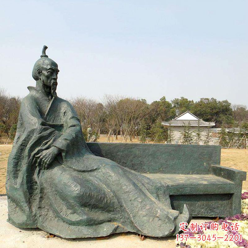 甘肃中国明末清初知名画家八大山人(朱耷)雕塑塑像-公园历史名人铜雕像
