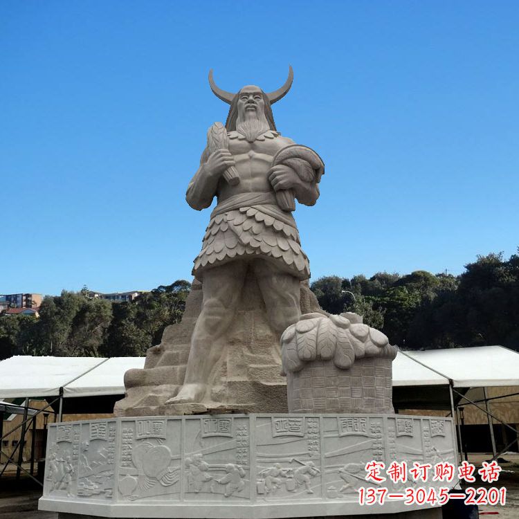 甘肃中国上古人物人文初祖汉白玉神农雕像