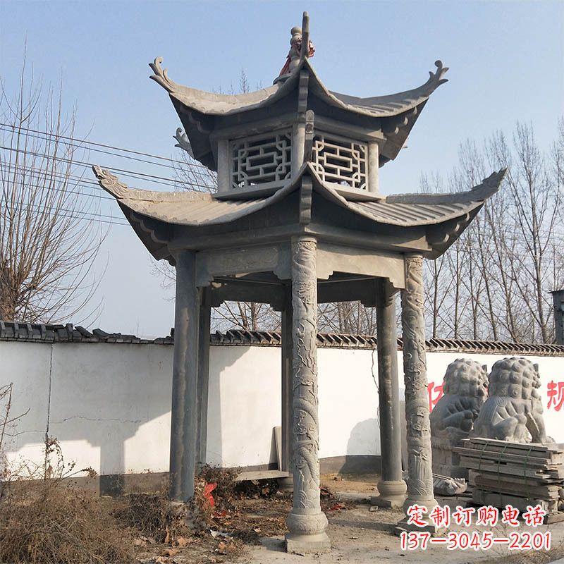 甘肃中式双层石雕凉亭