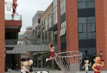甘肃校园卡通人物打篮球雕塑
