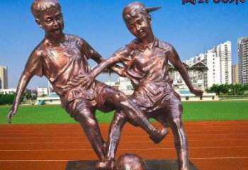 甘肃学校铜雕踢足球儿童