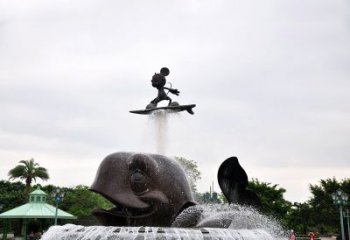 甘肃鱼和小孩水景喷泉