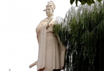甘肃虞姬砂岩石雕-景区园林古代人物著名美女雕像