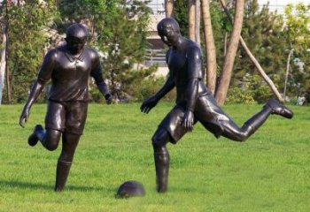 甘肃园林踢足球人物铜雕