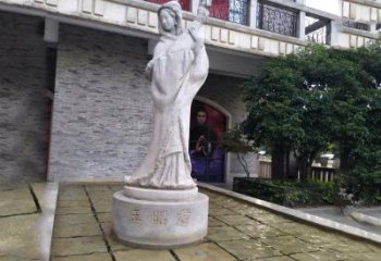 甘肃中国历史名人古代美女王昭君弹琵琶石雕像