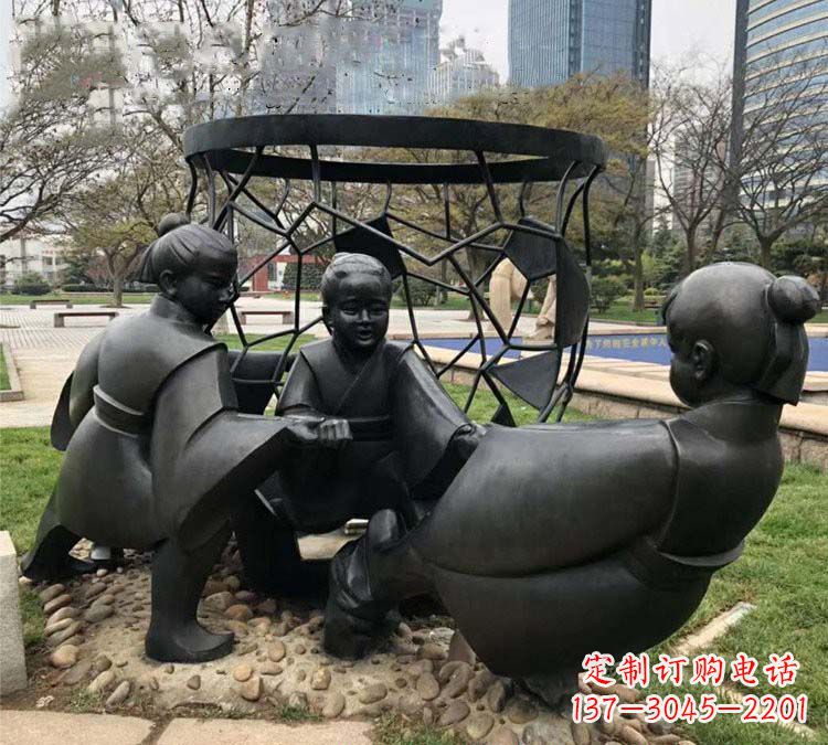 甘肃铸铜公园司马光砸缸儿童雕塑