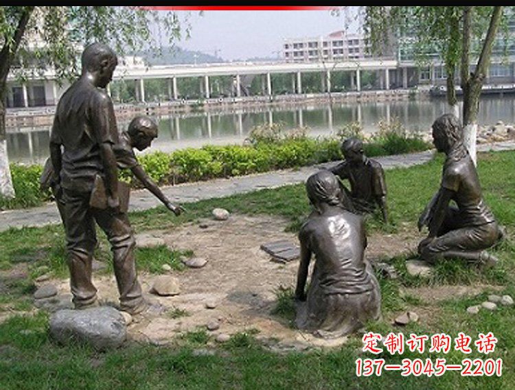 甘肃铸铜老师和学生雕塑