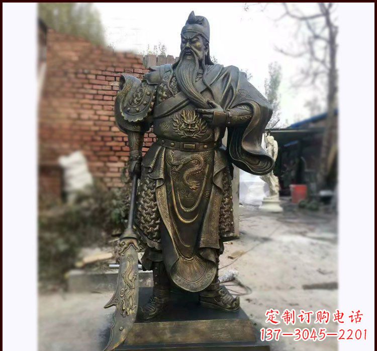 甘肃铸铜立式关公雕塑