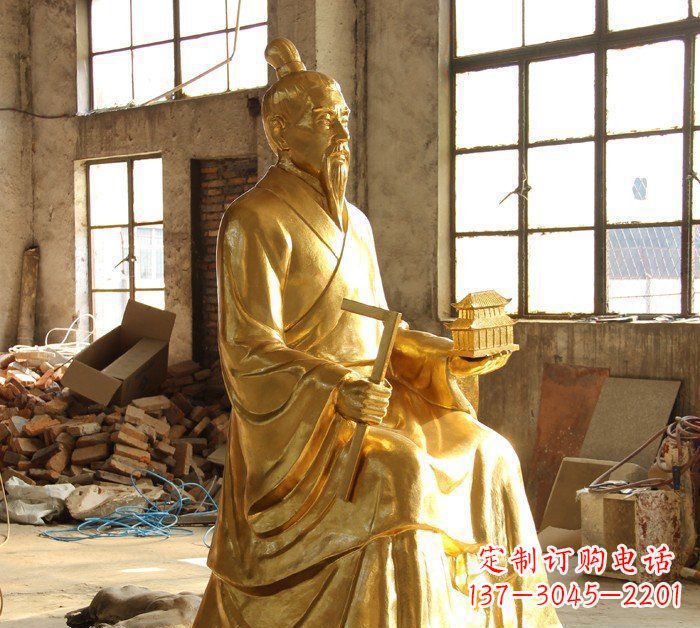 甘肃铸铜鲁班古代人物铜雕