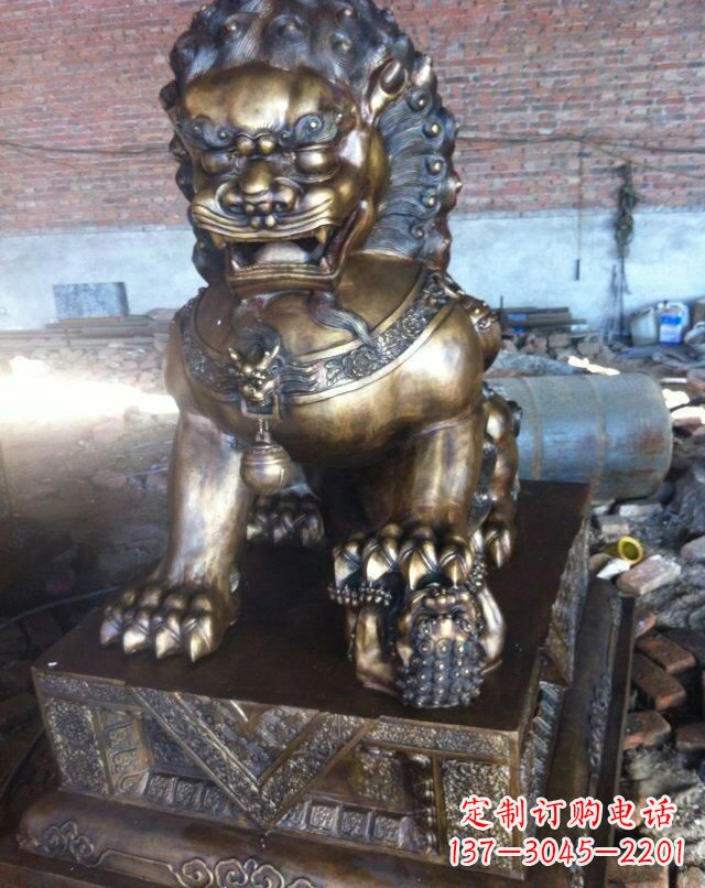 甘肃铸铜母子狮子雕塑