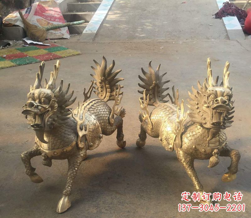 甘肃铸铜麒麟雕塑 (2)