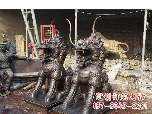 甘肃铸铜麒麟雕塑2221