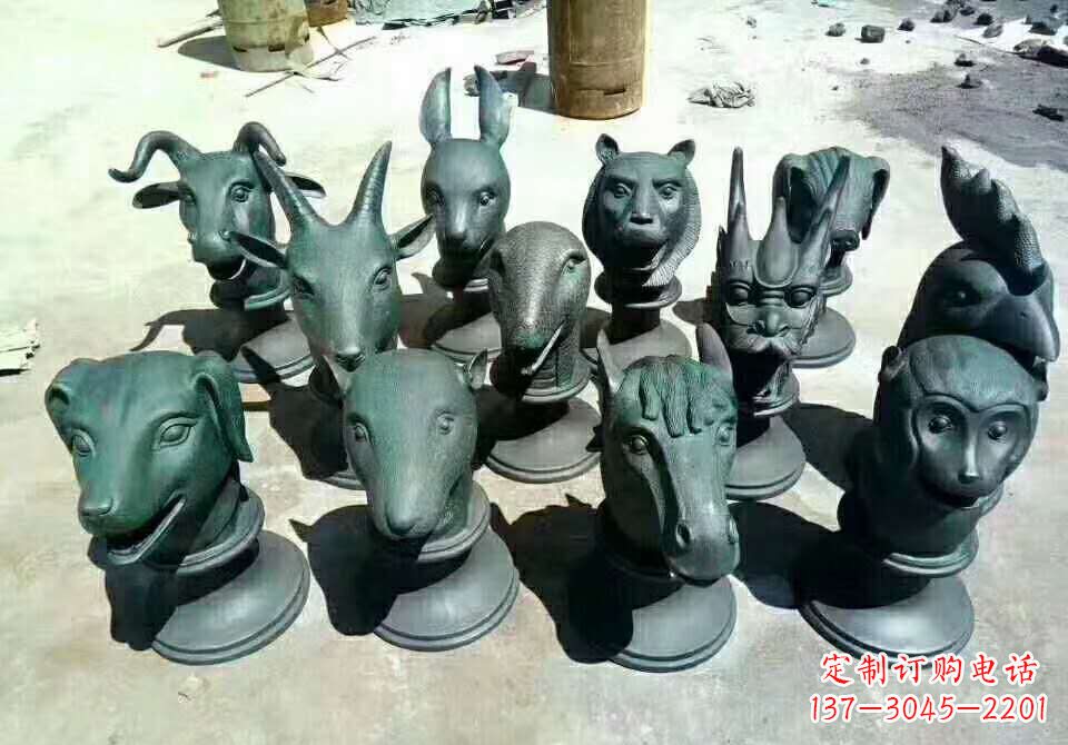 甘肃铸铜十二生肖动物雕塑
