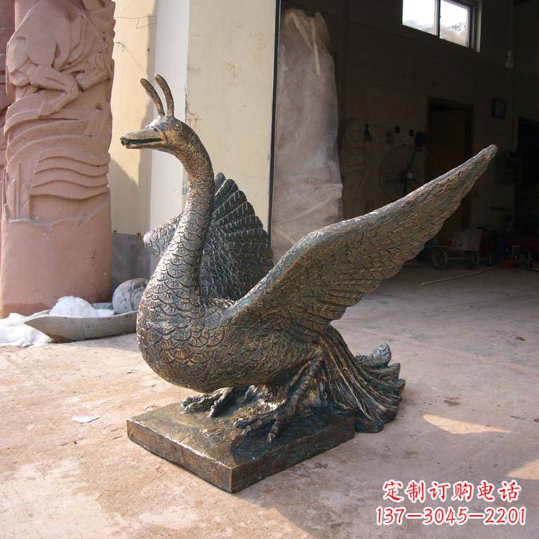 甘肃铸铜天之四灵朱雀雕塑摆件