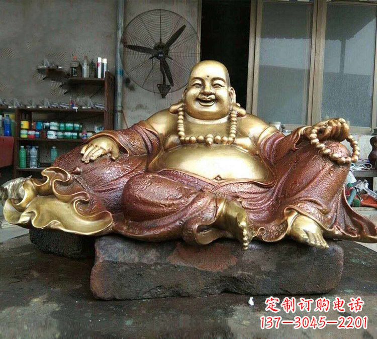 甘肃宗教供奉坐式弥勒佛铜雕