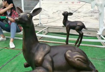 甘肃铸铜广场动物鹿雕塑 