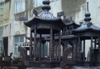 甘肃铸铜寺庙香炉铜雕 (3)