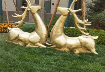 甘肃抽象铜鹿雕塑