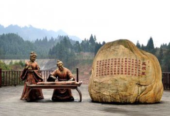 甘肃卓文君与司马相如凤求凰公园景观雕塑-历史典故人物情景雕塑